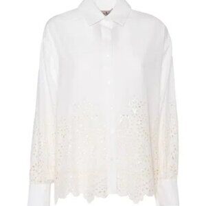 ERMANNO SCERVINO Eyelet-embroidered Cotton Shirt In White, ER 42